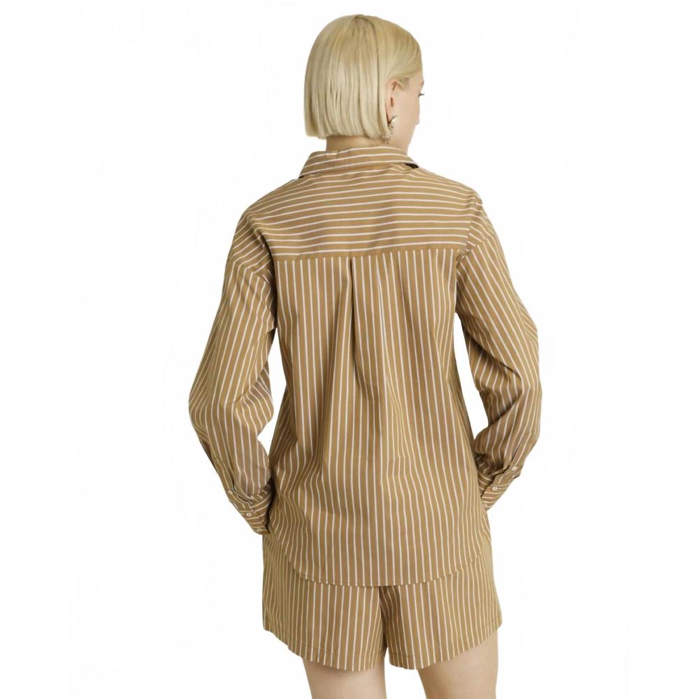 NEW AUREUM palmer button down top and short set in coffee - Picture 2 of 3